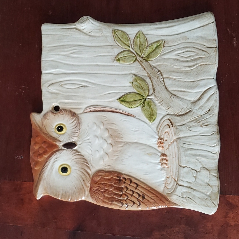 Vintage 1984 Otagiri Owl Wall Art Hand Crafted Japan 7"X7"